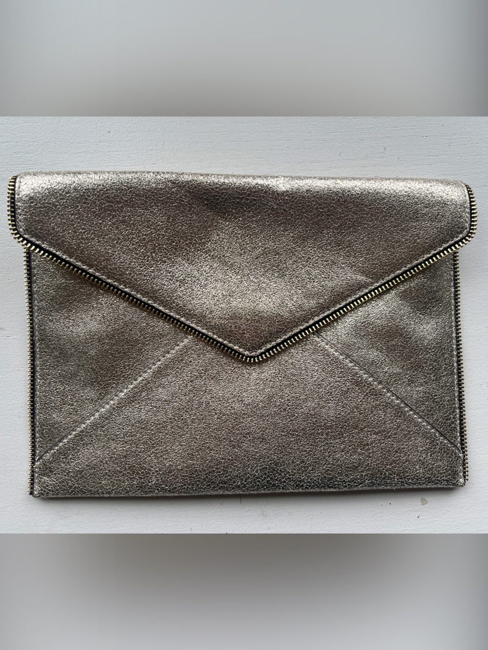 Rebecca Minkoff Metallic Silver Envelope Clutch
